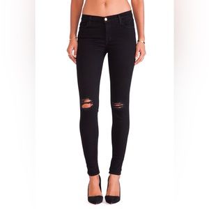 J Brand Mid Rise Super Skinny Ripped Jeans